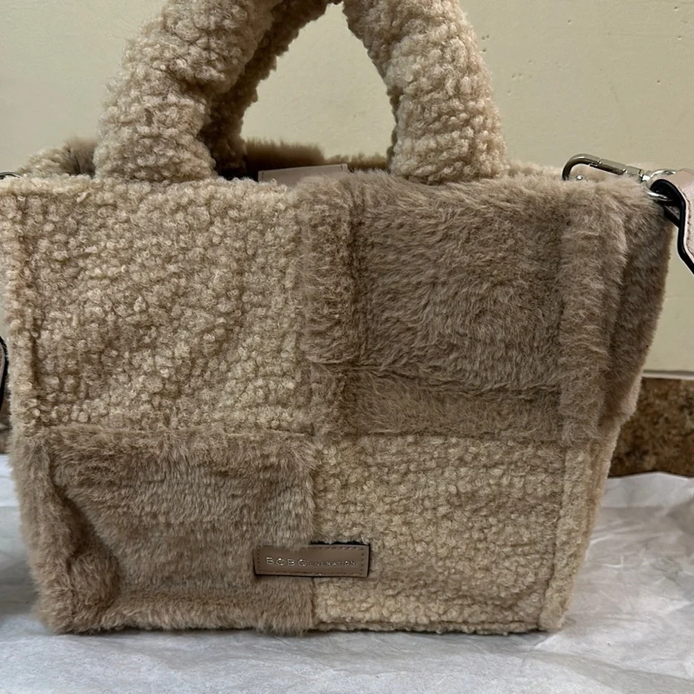 BCBGeneration Beige Shearling Tote